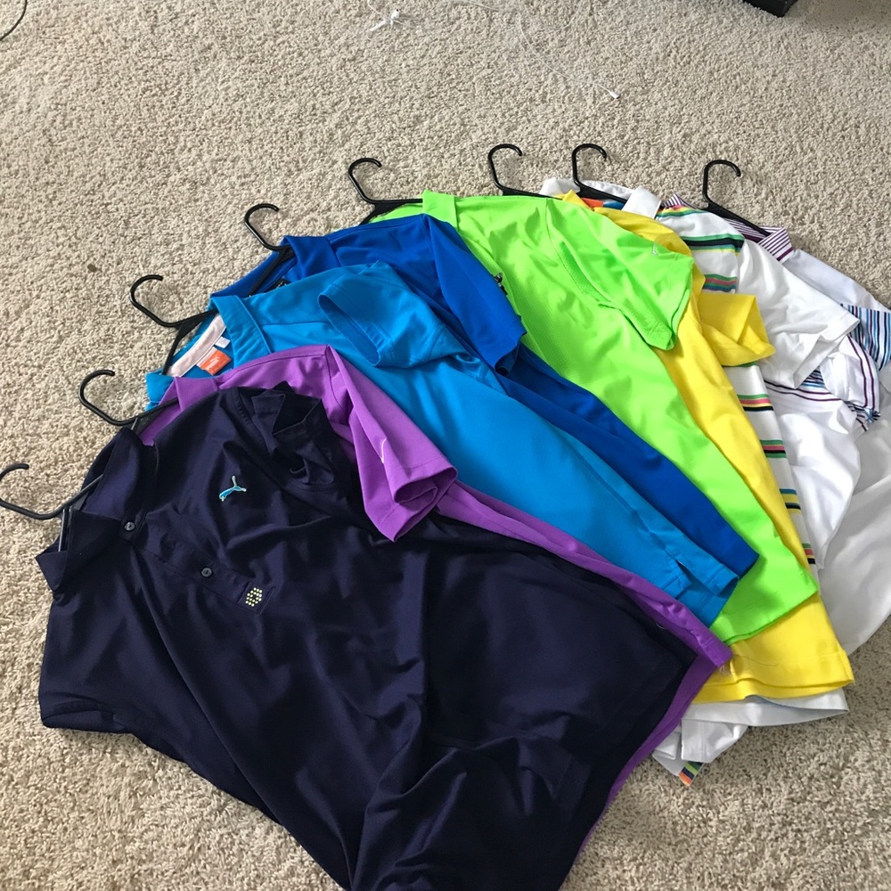 9 Medium Golf Shirts